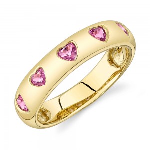 Yellow Gold Pink Sapphire Heart Ring